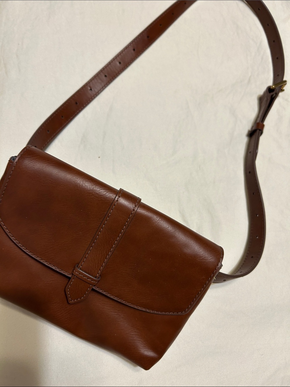 Fossil Chestnut Brown Leather Crossbody Bag Fanny Bag